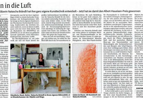 Ein Portrait über Natascha Brändli, ihre künstlerische Arbeit, ihr Atelier, ihre 3D Zeichnungenund den Albert-Haueisen-Kunstpreis